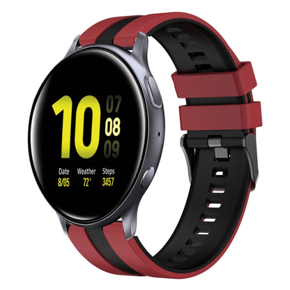 For Samsung Galaxy Watch Active 2 44mm 20mm Two Color Sports Silicone Watch Band(Red+Black) by bashfashion