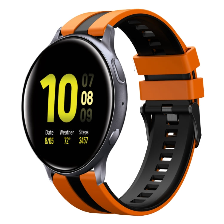 For Samsung Galaxy Watch Active 2 44mm 20mm Two Color Sports Silicone Watch Band(Orange+Black) by bashfashion