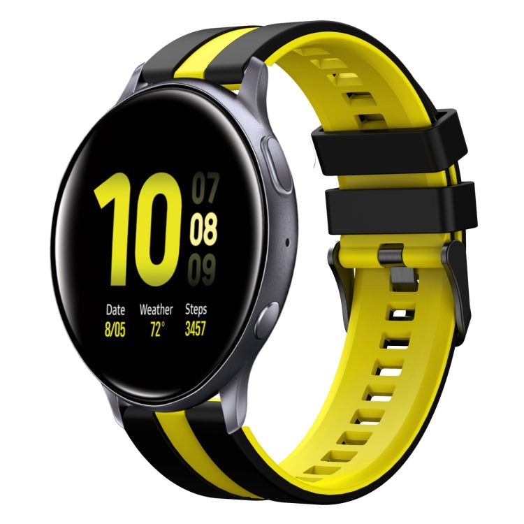 For Samsung Galaxy Watch Active 2 44mm 20mm Two Color Sports Silicone Watch Band(Black+Yellow) by bashfashion