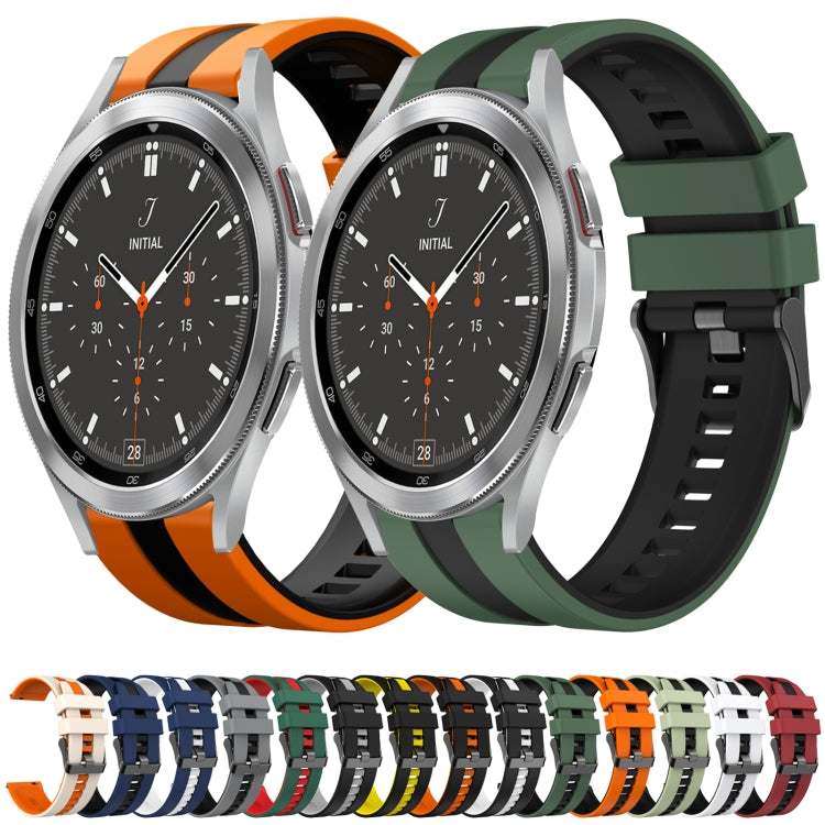 For Samsung Galaxy Watch 4 40mm 20mm Two Color Sports Silicone Watch Band(Black+Orange) by bashfashion