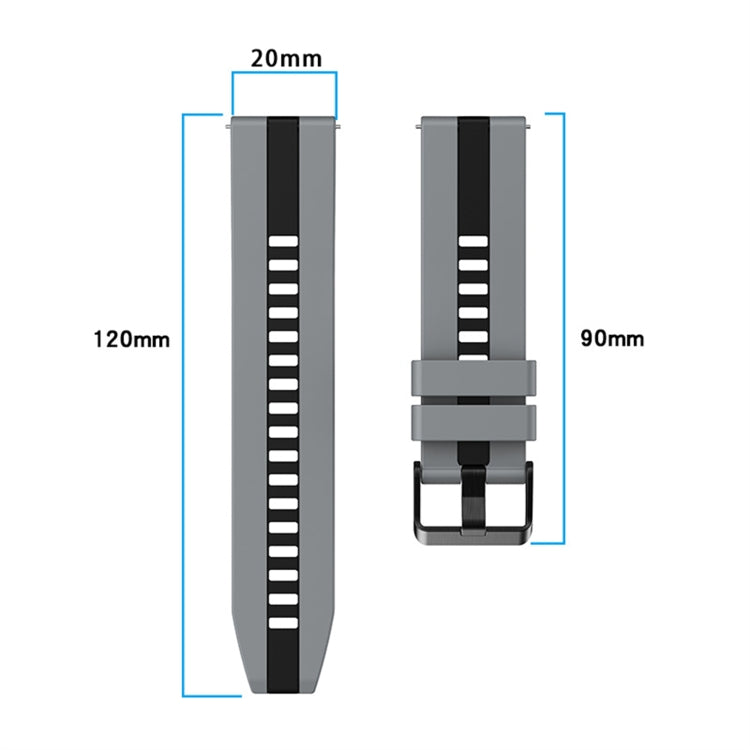 For Samsung Galaxy Watch 4 40mm 20mm Two Color Sports Silicone Watch Band(Black+Orange) by bashfashion