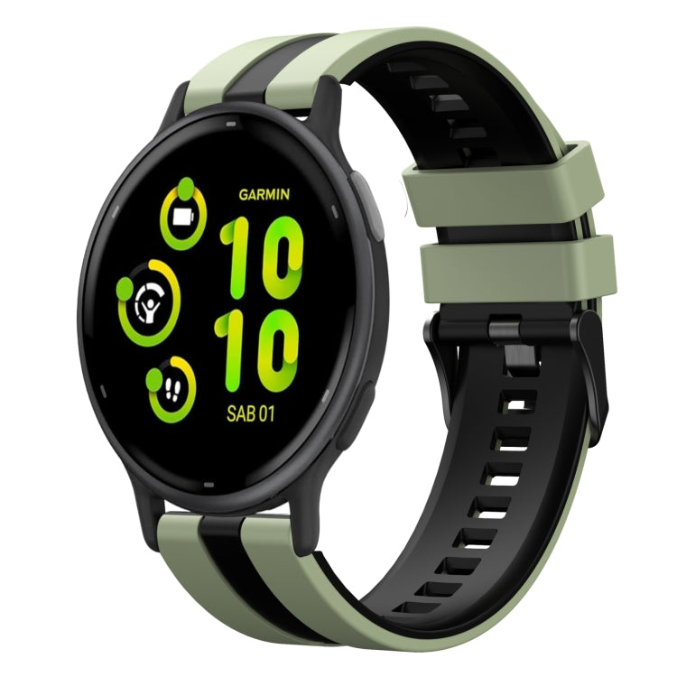 For Garmin Active 5 20mm Two Color Sports Silicone Watch Band(Light Green+Black) by bashfashion