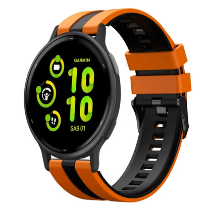 For Garmin Active 5 20mm Two Color Sports Silicone Watch Band(Orange+Black) by bashfashion