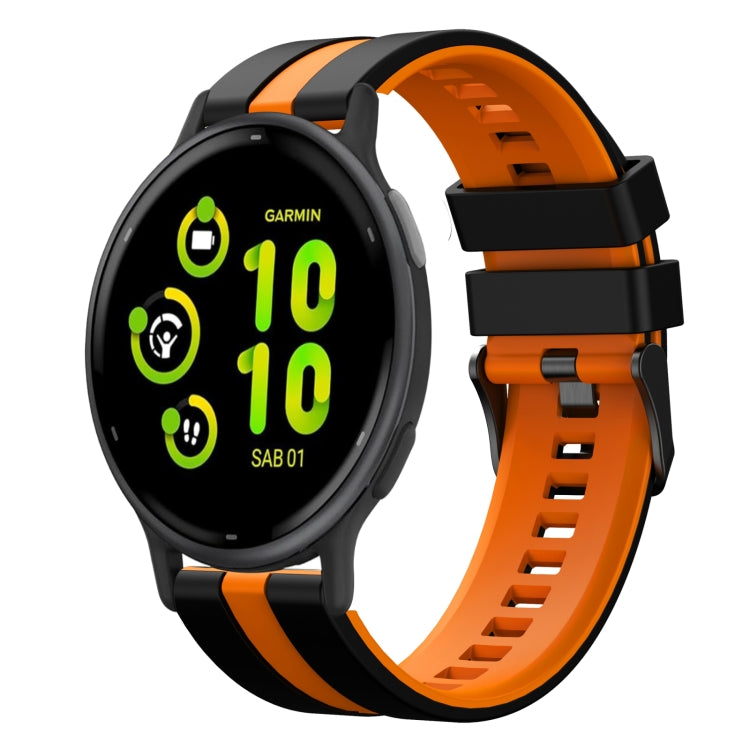 For Garmin Active 5 20mm Two Color Sports Silicone Watch Band(Black+Orange) by bashfashion