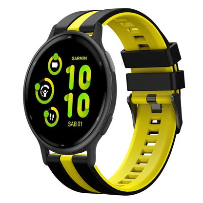 For Garmin Active 5 20mm Two Color Sports Silicone Watch Band(Black+Yellow) by bashfashion