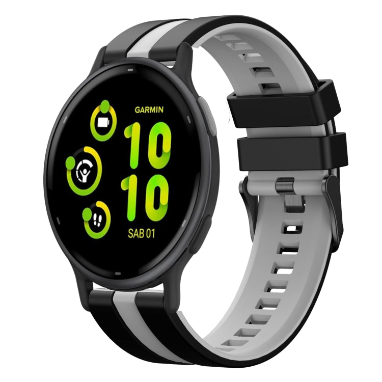 For Garmin Active 5 20mm Two Color Sports Silicone Watch Band(Black+Grey) by bashfashion
