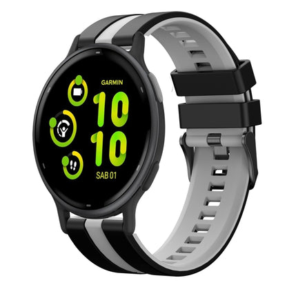 For Garmin Active 5 20mm Two Color Sports Silicone Watch Band(Black+Grey) by bashfashion