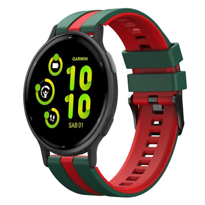 For Garmin Active 5 20mm Two Color Sports Silicone Watch Band(Green+Red) by bashfashion