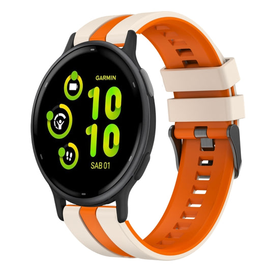 For Garmin Active 5 20mm Two Color Sports Silicone Watch Band(Starlight+Orange) by bashfashion