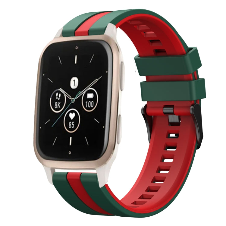 For Garmin Forerunner Sq2 20mm Two Color Sports Silicone Watch Band(Green+Red) by bashfashion