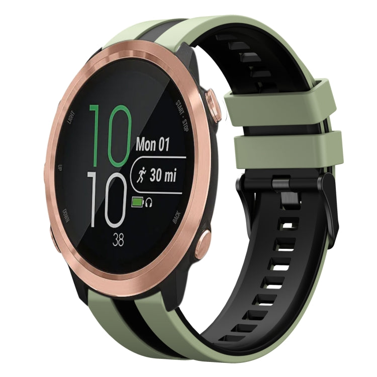 For Garmin Forerunner 645 Music 20mm Two Color Sports Silicone Watch Band(Light Green+Black) by bashfashion