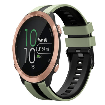 For Garmin Forerunner 645 Music 20mm Two Color Sports Silicone Watch Band(Light Green+Black) by bashfashion