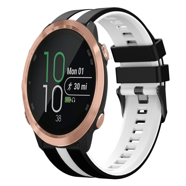 For Garmin Forerunner 645 Music 20mm Two Color Sports Silicone Watch Band(Black+White) by bashfashion