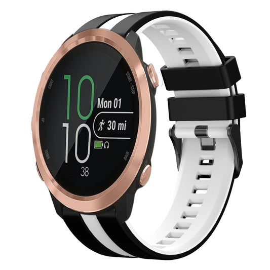 For Garmin Forerunner 645 Music 20mm Two Color Sports Silicone Watch Band(Black+White) by bashfashion