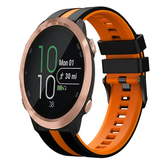 For Garmin Forerunner 645 Music 20mm Two Color Sports Silicone Watch Band(Black+Orange) by bashfashion