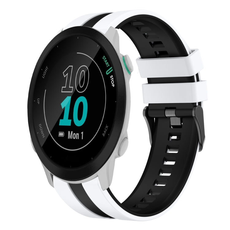 For Garmin Forerunner 55 20mm Two Color Sports Silicone Watch Band(White+Black) by bashfashion