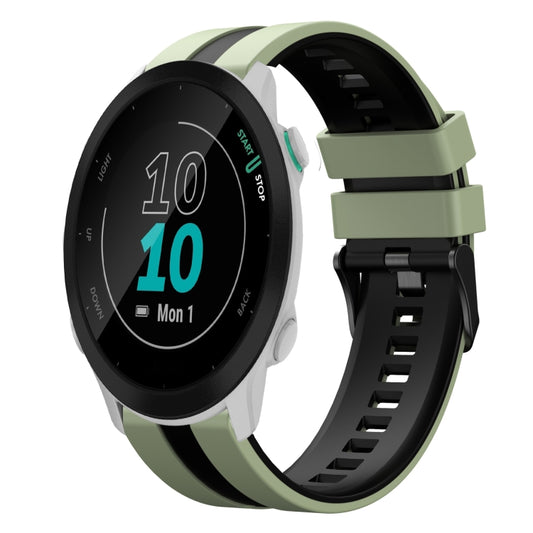 For Garmin Forerunner 55 20mm Two Color Sports Silicone Watch Band(Light Green+Black) by bashfashion