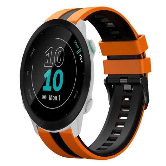 For Garmin Forerunner 55 20mm Two Color Sports Silicone Watch Band(Orange+Black) by bashfashion