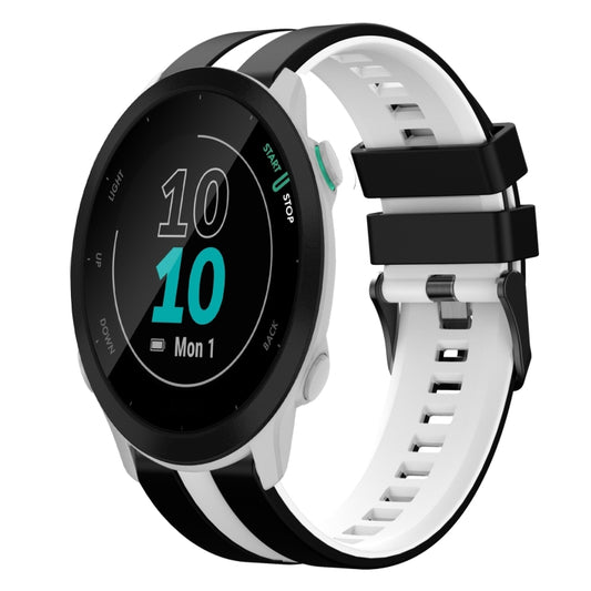 For Garmin Forerunner 55 20mm Two Color Sports Silicone Watch Band(Black+White) by bashfashion