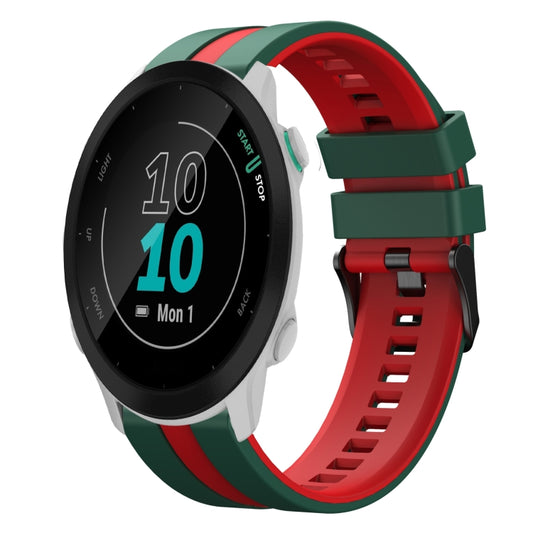 For Garmin Forerunner 55 20mm Two Color Sports Silicone Watch Band(Green+Red) by bashfashion