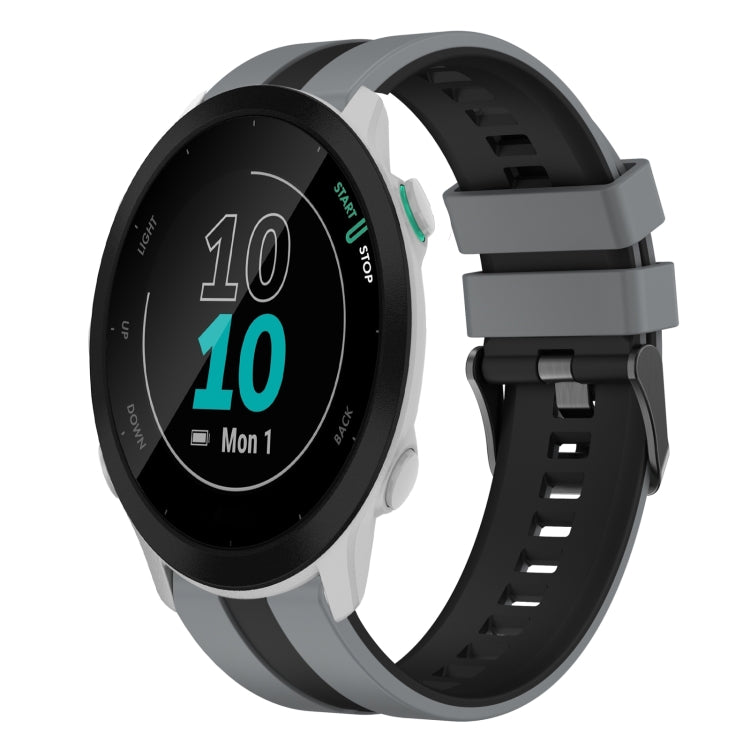 For Garmin Forerunner 55 20mm Two Color Sports Silicone Watch Band(Grey+Black) by bashfashion