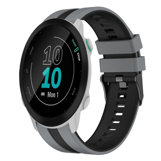 For Garmin Forerunner 55 20mm Two Color Sports Silicone Watch Band(Grey+Black) by bashfashion