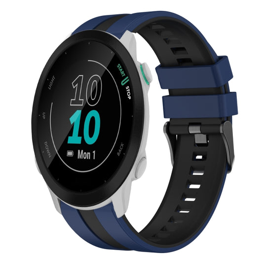 For Garmin Forerunner 55 20mm Two Color Sports Silicone Watch Band(Blue+Black) by bashfashion