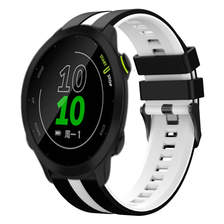 For Garmin Forerunner 158 20mm Two Color Sports Silicone Watch Band(Black+White) by bashfashion
