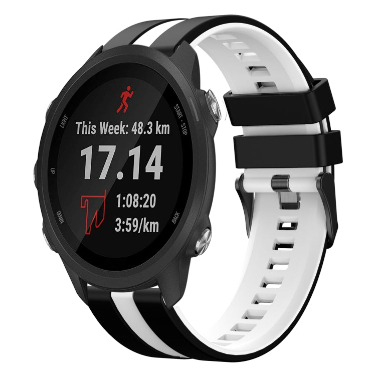 For Garmin Forerunner 245 Music 20mm Two Color Sports Silicone Watch Band(Black+White) by bashfashion