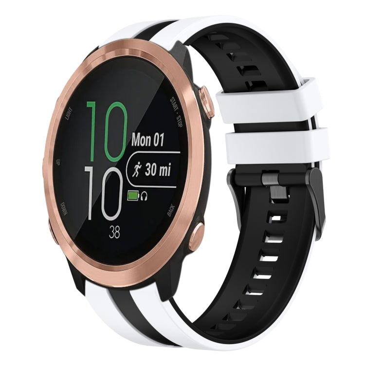 For Garmin Forerunner 645 20mm Two Color Sports Silicone Watch Band(White+Black) by bashfashion