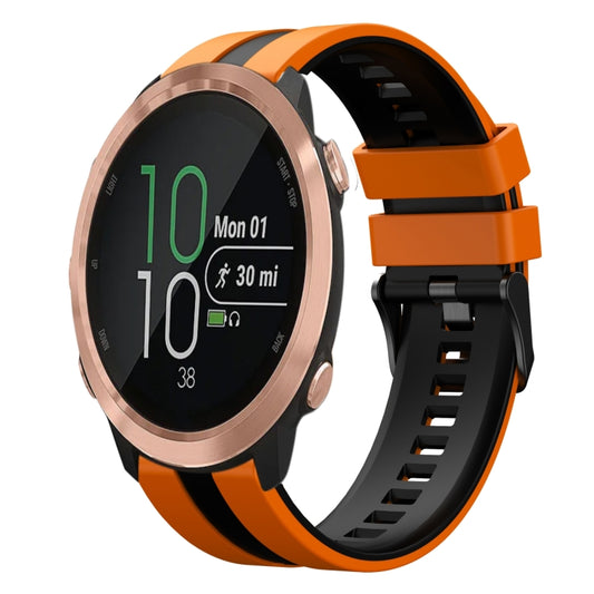 For Garmin Forerunner 645 20mm Two Color Sports Silicone Watch Band(Orange+Black) by bashfashion