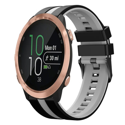 For Garmin Forerunner 645 20mm Two Color Sports Silicone Watch Band(Black+Grey) by bashfashion