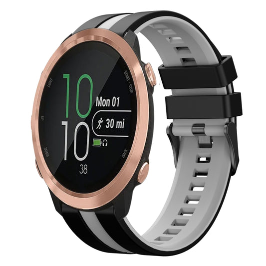 For Garmin Forerunner 645 20mm Two Color Sports Silicone Watch Band(Black+Grey) by bashfashion