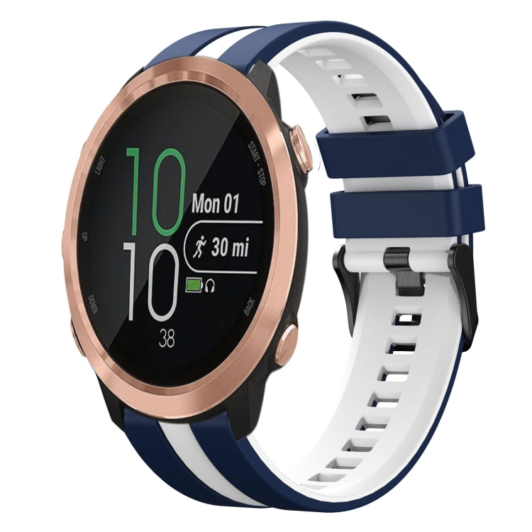 For Garmin Forerunner 645 20mm Two Color Sports Silicone Watch Band(Blue+White) by bashfashion