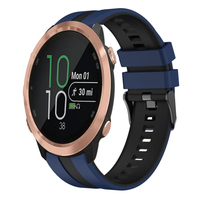 For Garmin Forerunner 645 20mm Two Color Sports Silicone Watch Band(Blue+Black) by bashfashion