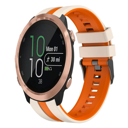 For Garmin Forerunner 645 20mm Two Color Sports Silicone Watch Band(Starlight+Orange) by bashfashion