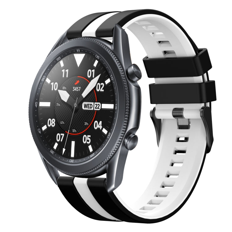 For Samsung Galaxy Watch3 45mm 22mm Two Color Sports Silicone Watch Band(Black+White) by bashfashion