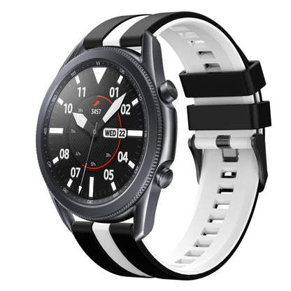 For Samsung Galaxy Watch3 45mm 22mm Two Color Sports Silicone Watch Band(Black+White) by bashfashion