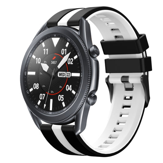 For Samsung Galaxy Watch3 45mm 22mm Two Color Sports Silicone Watch Band(Black+White) by bashfashion