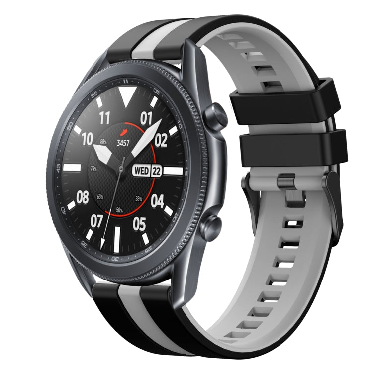 For Samsung Galaxy Watch3 45mm 22mm Two Color Sports Silicone Watch Band(Black+Grey) by bashfashion