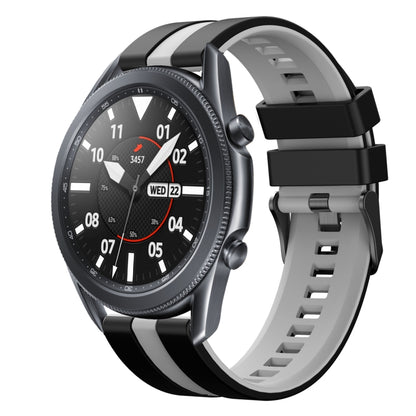 For Samsung Galaxy Watch3 45mm 22mm Two Color Sports Silicone Watch Band(Black+Grey) by bashfashion