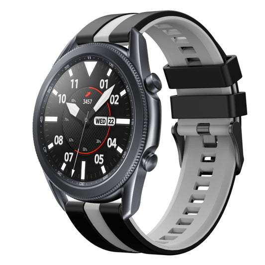 For Samsung Galaxy Watch3 45mm 22mm Two Color Sports Silicone Watch Band(Black+Grey) by bashfashion