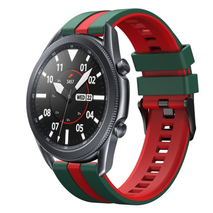 For Samsung Galaxy Watch3 45mm 22mm Two Color Sports Silicone Watch Band(Green+Red) by bashfashion