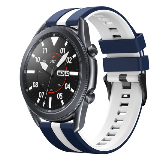 For Samsung Galaxy Watch3 45mm 22mm Two Color Sports Silicone Watch Band(Blue+White) by bashfashion