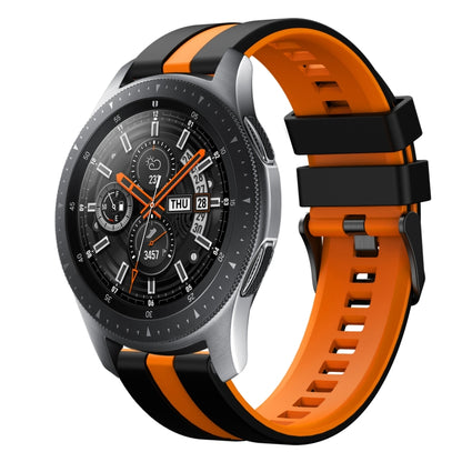 For Samsung Galaxy Watch 46mm 22mm Two Color Sports Silicone Watch Band(Black+Orange) by bashfashion