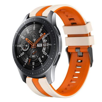 For Samsung Galaxy Watch 46mm 22mm Two Color Sports Silicone Watch Band(Starlight+Orange) by bashfashion