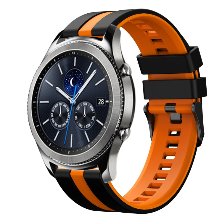 For Samsung Gear S3 Classic 22mm Two Color Sports Silicone Watch Band(Black+Orange) by bashfashion