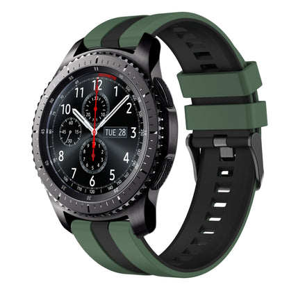 For Samsung Gear S3 Frontier 22mm Two Color Sports Silicone Watch Band(Olive Green+Black) by bashfashion