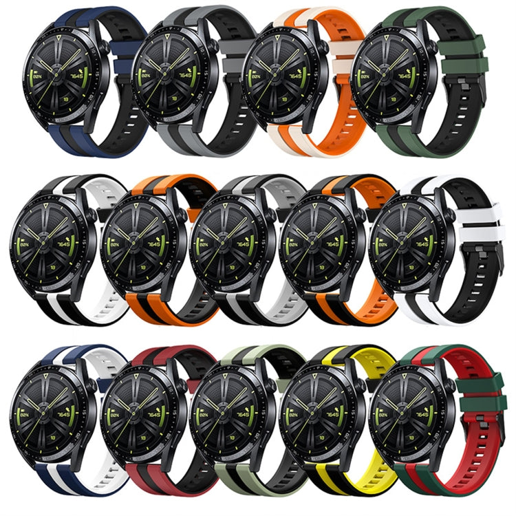 For Samsung Galaxy Watch3 45mm 22mm Two Color Sports Silicone Watch Band(White+Black) by bashfashion