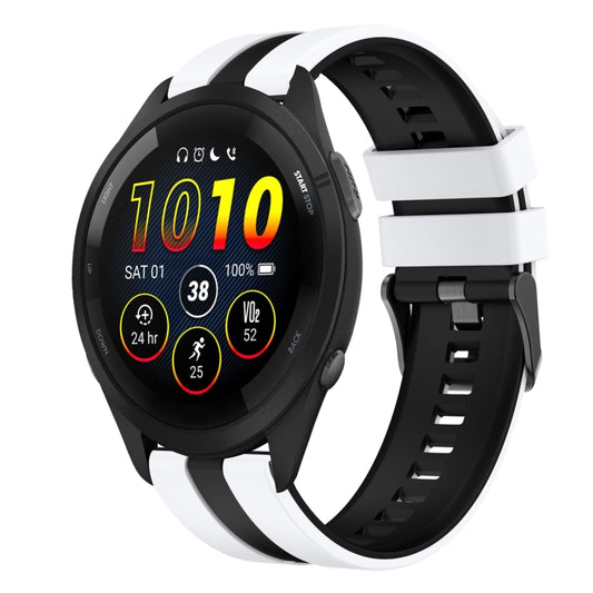 For Garmin Forerunner 265 Music 22mm Two Color Sports Silicone Watch Band(White+Black) by bashfashion